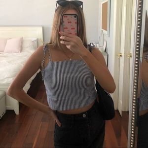 Blue Stripped Tie Tank Top